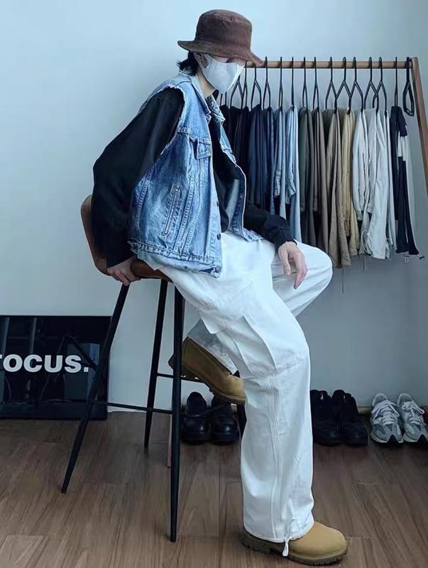 Product Introduction of Korean Cargo Pants For Men Straight Cut Pants For Men Six Pocket Pants For Men Wide Leg Pants 23