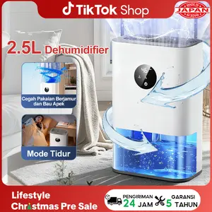 Tixx Dehumidifier Penghilang Lembab 3 in 1 - Atasi Jamur & Bau Apek, Keringkan Pakaian, Udara Segar dengan Ion Negatif & Aromaterapi. Kapasitas Besar 2.5L, Auto Stop + Alarm, Hemat Listrik (65W). Cocok Hadapi Musim Hujan & Siapkan Rumah Sambut Lebaran!