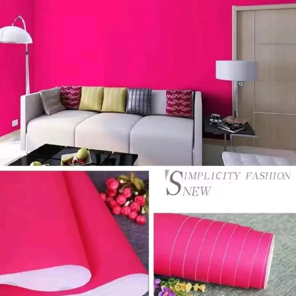 New Wallpaper Stiker Dinding Motif Polos 9sd10m x 45cm Per Roll Warna Cerah untuk Dekorasi Rumah Kertas