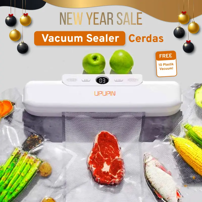 (BISA COD) UPUPIN Vacum sealer fresh cerdas makanan food packing machine mesin vacuum sealer makanan Plastic Listrik Vakum Putih 0