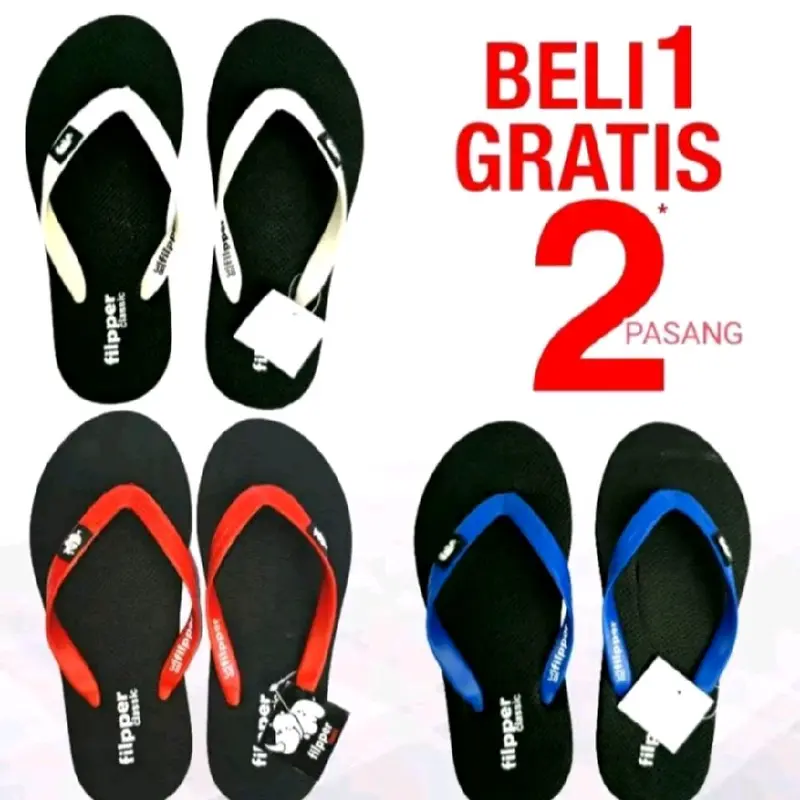 beli 1 geratis 2 sandal sandal jepit jelly peria terlaris 2025 Karet Sendal Pria 6