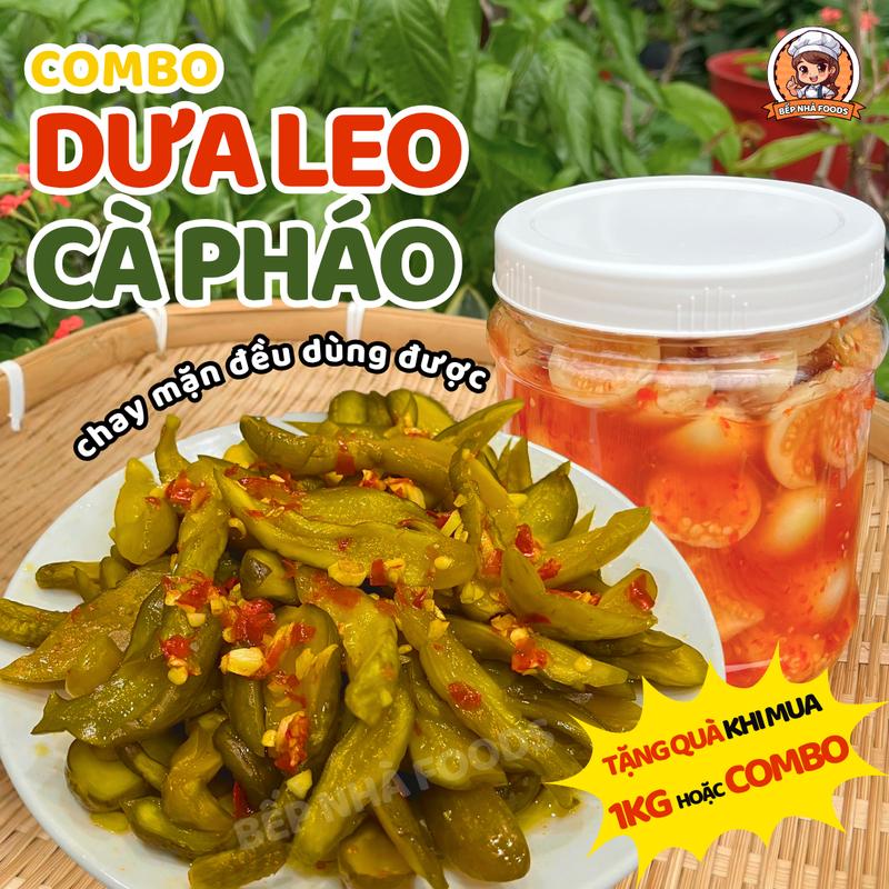 LIVE Combo Dưa Leo Đèo Ngâm Nước Mắm Chay Và Cà Pháo Muối Sổi Trộn Sẵn Ắn Liền Ăn Chay Được 500gr Cái Tặng Nước Ngâm - Đặc Sản Đồng Tháp Bà Ngoại Làm Giòn Thơm Vừa Ăn - Bếp Nhà Foods