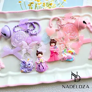 Nadeldza Mini Strap Chain Bag Charm Gumiho Dewii Girl Pita Bunga Kupu Lonceng Bunyi / Gantungan Tas Hp Karakter Perempuan Lucu