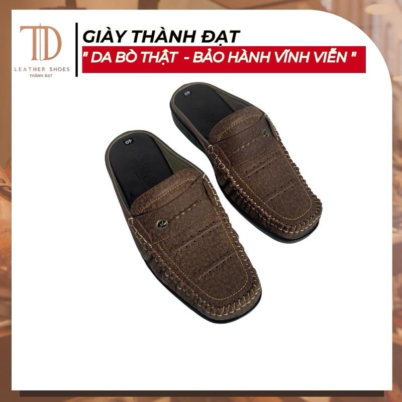 Giày Sục Nam Da Bò [Không Quai Sau – Êm Chân – Chống Trượt] | Da Thật Mềm, Đế Cao Su Dẻo, Dành Cho Trung Niên – Công Sở – Đi Chơi