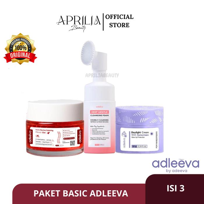 ADLEEVA SKINCARE - Basic Skincare Kit Isi 3 Moist Merah Skincare Pemula | kit perawatan kulit