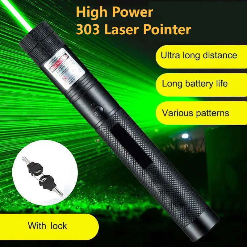 Laser Pointer, Tactical Flashlights 2000 Metres Green Long Range High Power Handheld Flashlight, Rechargeable Laser Pointer for USB, with Star Cap Adjustable Focus Suitable for Projecto Red Mic