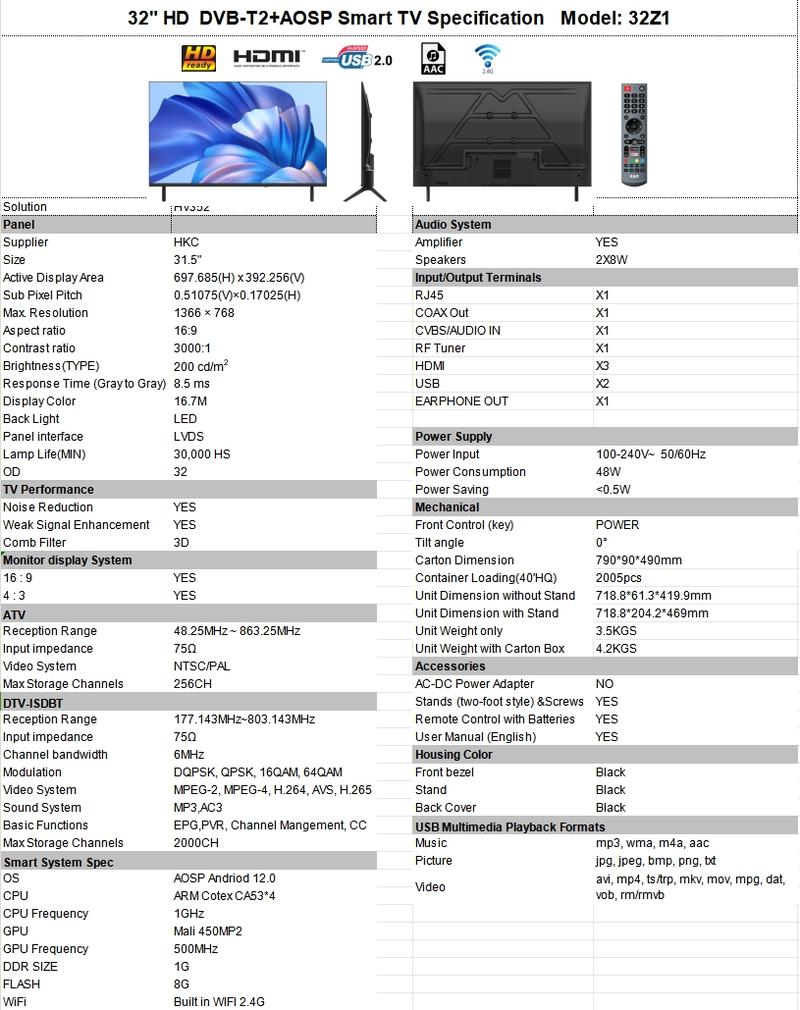 Product Introduction of SG 32/43/55" Smart TV 1080P Slim Flat-Screen LED TV HD LED TV With Bracket Android 12.0 smarttv 4