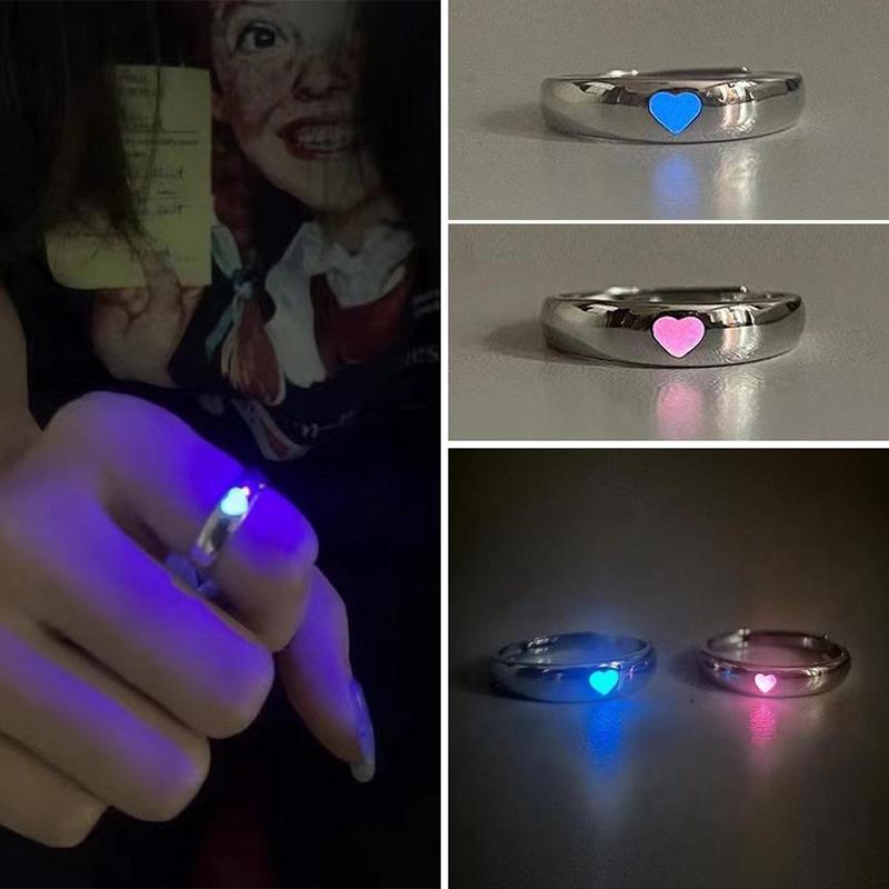 Nhẫn Hở Phát Sáng Trong Bóng Tối Hình Trái Tim Thời Trang Cho Cặp Đôi