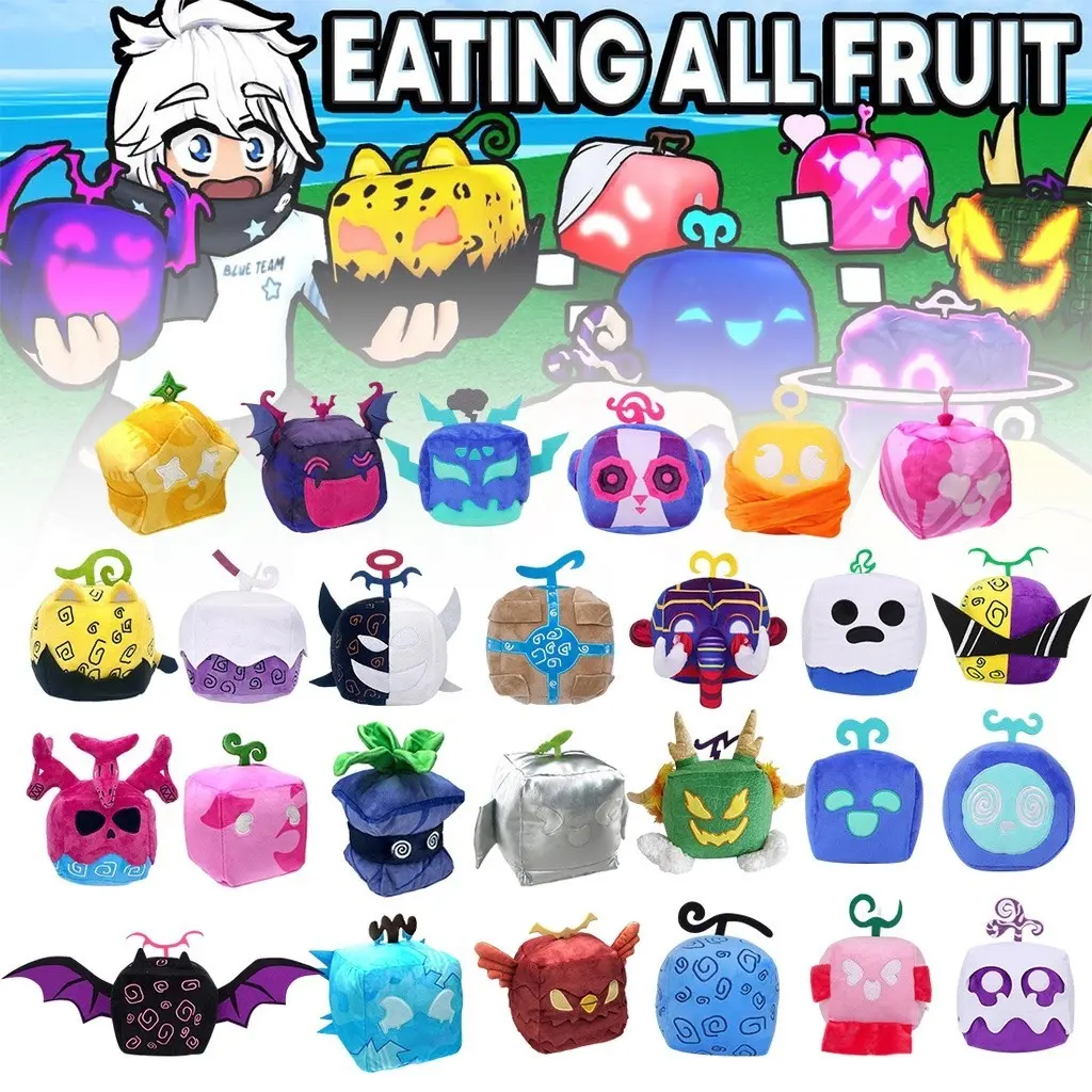 Bộ trái cây Blox, Deluxe, Bộ dụng cụ trò chơi trái cây Kitsune, Búp bê sang trọng, Da trái cây, Bức tranh tường, Hộp sang trọng, Đồ chơi đệm mềm, Quà tặng trẻ em, Kích thước 13 / 20 cm Toy