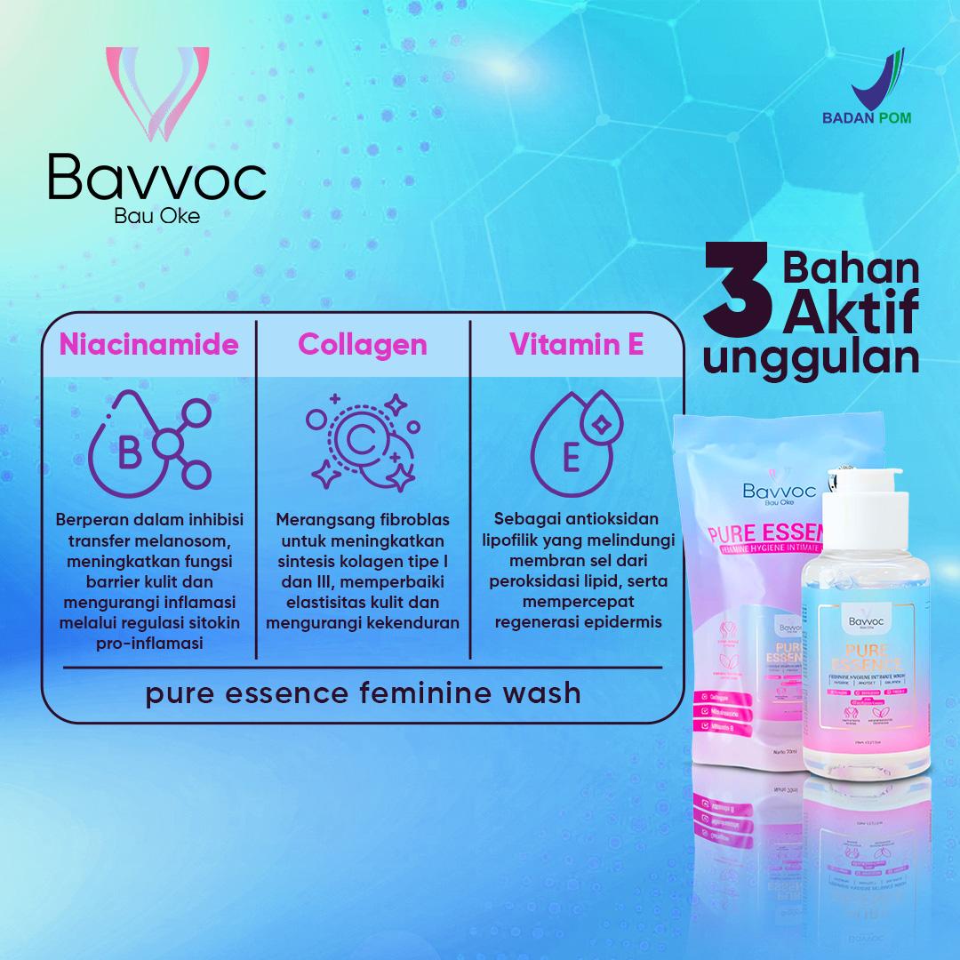 BAVVOC 3 Pcs Pure Essence Feminine Hygiene Wash Sabun Pembersih Kewanitaan Ekstrak Propolis Manjakani dan Niacinamide I BPOM