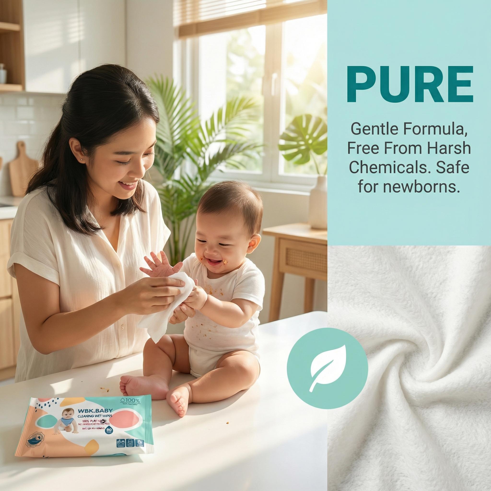 COD Tissu Basah 3 Pack Aman untuk Kulit Bayi Tanpa Alkohol dan Wangi Isi 80 Lembar 100% Pure Water Tissue Wipes Tisu Tidak Mengandung Pewangi Balita tisubaby kodomo