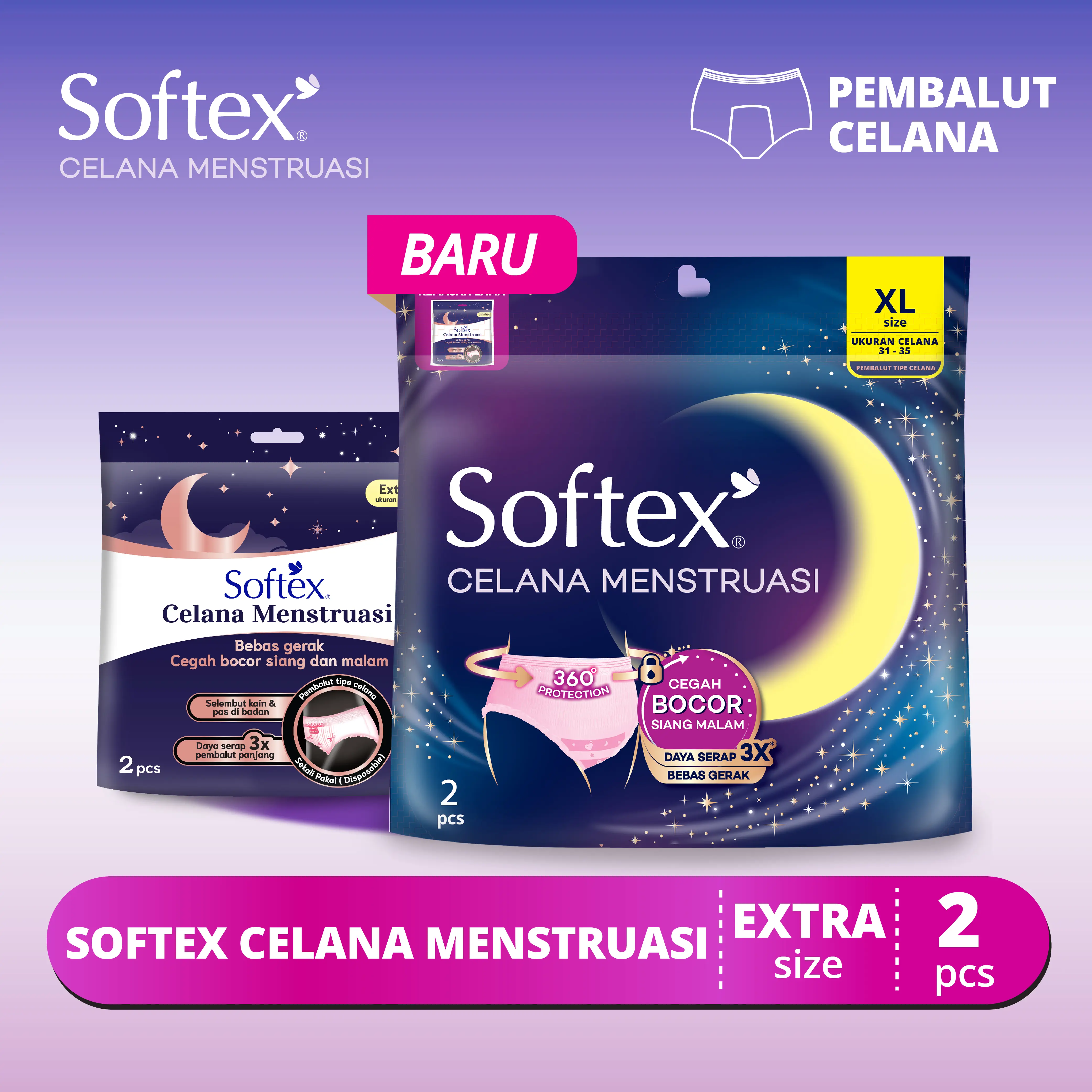 Softex Celana Menstruasi XL 2s - Pembalut Celana