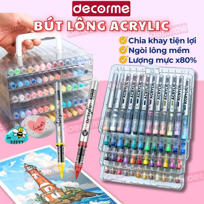 Hộp Bút Sơn Màu Acrylic Maker Dạng Roller Hộp Nhựa Trong Decorme màu trang trí sổ butllet journal vẽ mọi chất liệu