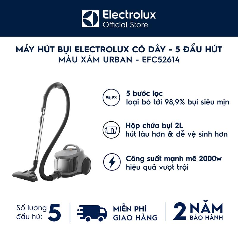 Máy hút bụi Electrolux có dây 5 Đầu hút EFC52614 5 Bước lọc loại bỏ tới 98,9% bụi siêu mịn