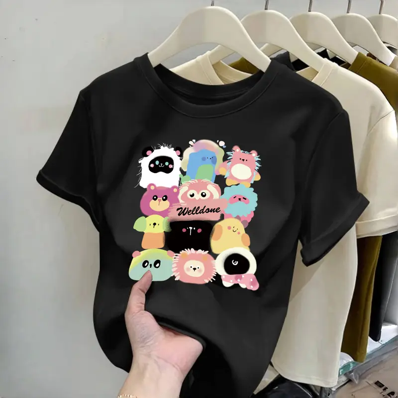 T-shirt bermotif dopamin/T-shirt lengan pendek kasual gaya Korea 3