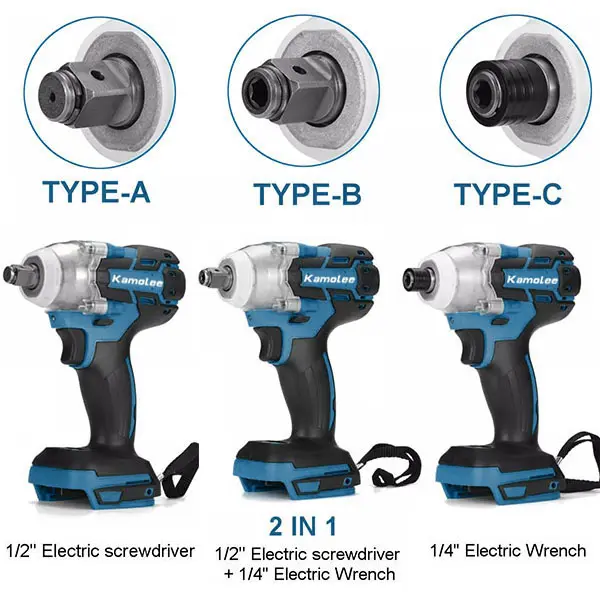 Kamolee DTW285 520 N.m Torsi Electric Impact Wrench 1/2"1/4" Dual Function [baterai tidak termasuk] 2
