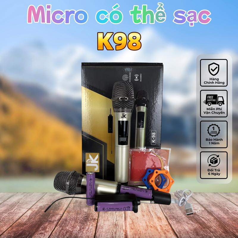  JK BOX JK-K98 MICRO Có Thể Sạc không dây Bản gốc chuyên nghiệp Karaoke gia đình đa chức năng Tiệc ngoài trời Bảo Hành 12 Tháng Tần số 60Hz-15KHz Độ nhạy -52dB ± 3dB Trọng lượng 360g Chất lượng âm thanh chân thực 