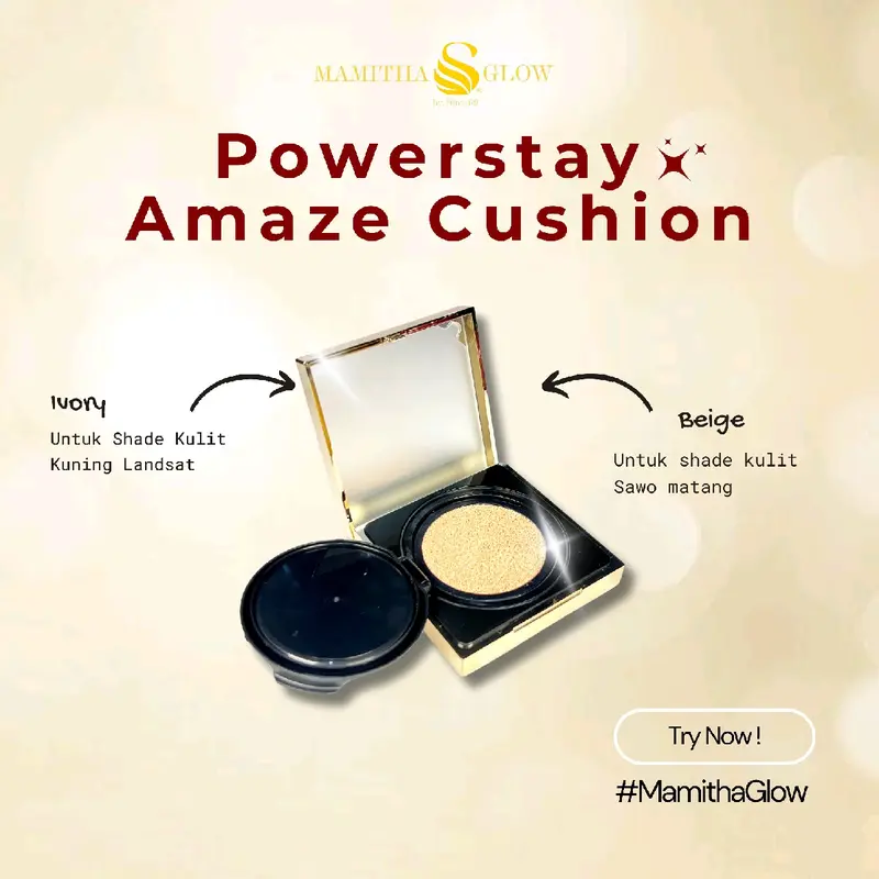 (CUSHION + LIPSERUM ) MAMITHAGLOW BY.SINTA 69  LIPSERUM & POWERSTAY AMAZE CUSHION UV FILTER - Ivory & Beige 8