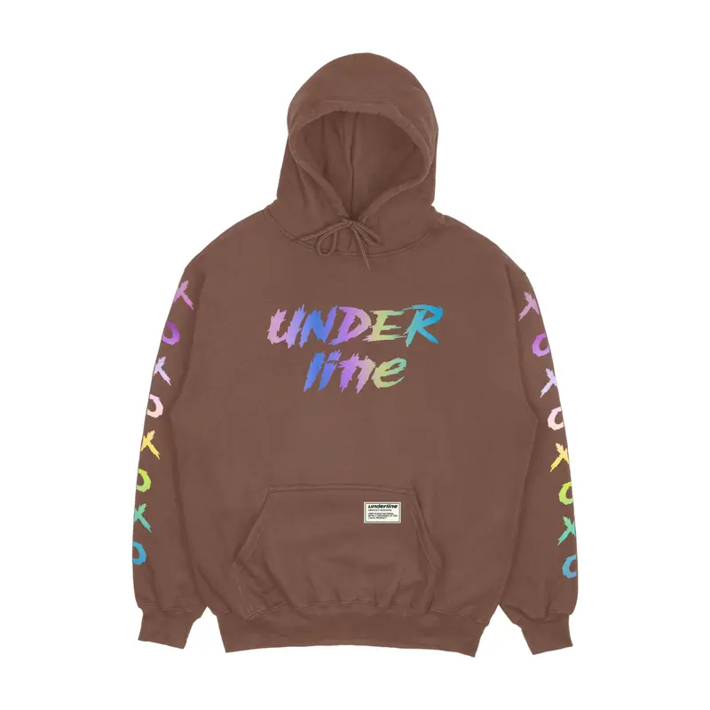 UNDERLINE - HOODIE REFLEKTIF MENYALA MOTIF X O X O SIZE M - XXL PRIA WANITA FLEECE TEBAL GRAMASI 280 UNISEX l RAINBOW 7