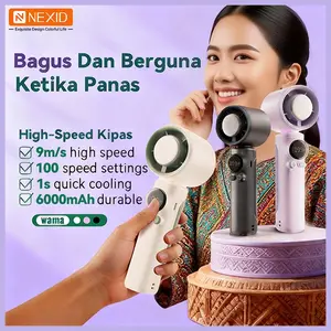 NEXID High-Speed Kipas Angin Kecepatan Tinggi Portabel Semikonduktor Turbo Genggam Pendingin Mini dengan Freeze Kompres Super Wind 100 Gear Speed Tampilan Digital Led Display Adjustable Ulang Untuk Olahraga Luar Ruangan Dan Pendinginan Cepat