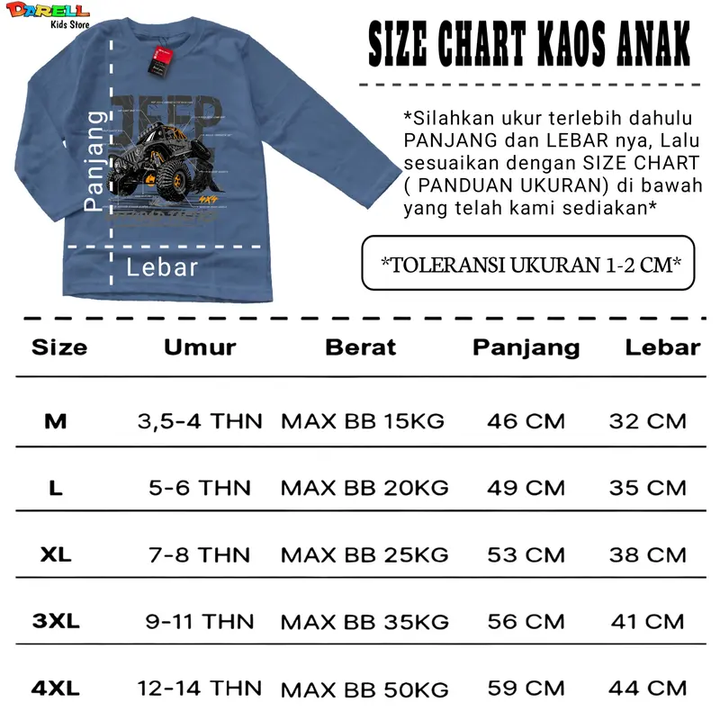 Baju kaos anak lengan panjang laki laki usia 3,5-14 tahun Kaos anak 1