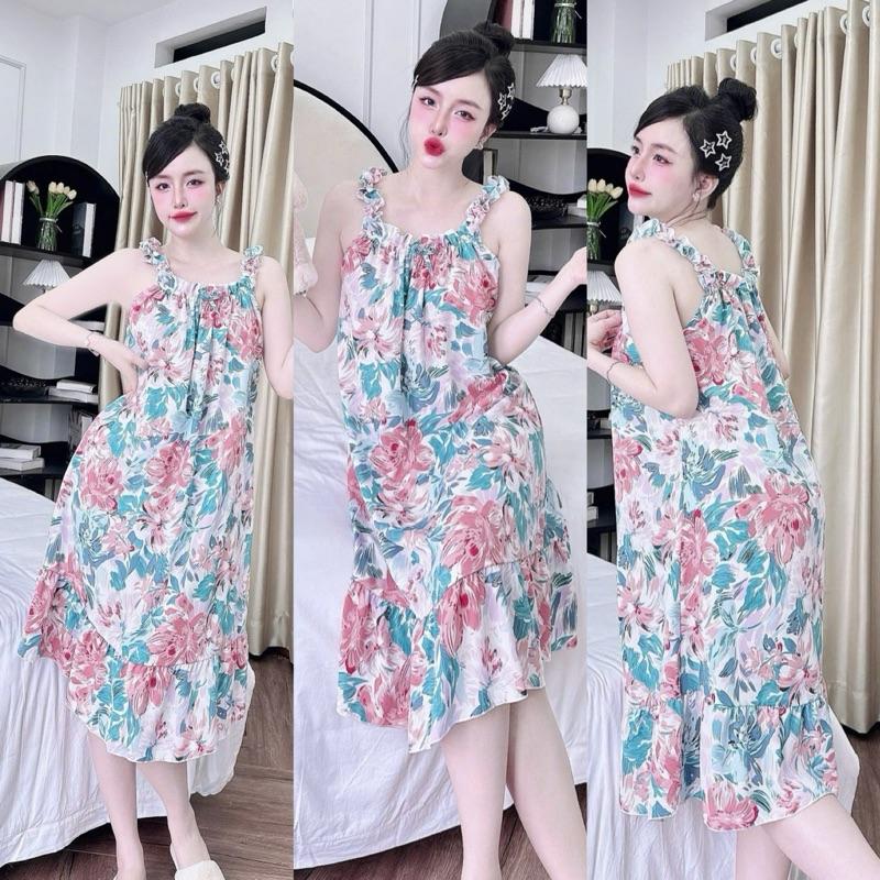 [ 40-75kg] VÁY NGỦ LỤA 100d mặc ở nhà mặc thoải mái với chất vải Lụa mềm mát, dễ chịu đem tới sự thoải mái  Voi Dress Đầm Ngủ Đầm Ngủ Nữ Tim