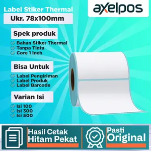 Kertas Label Stiker Thermal Barcode 78x100mm Isi 100 / 300 / 500