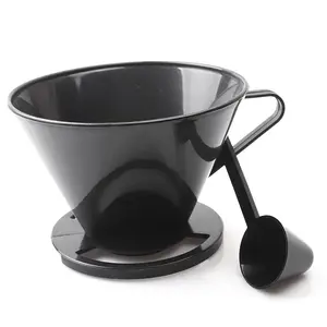 1Set Reusable Plastic Coffee Cone Coffee Filter Holder Maker Pour Over Coffee Cup Dripper Mesh Strainer With Measuring Spoon