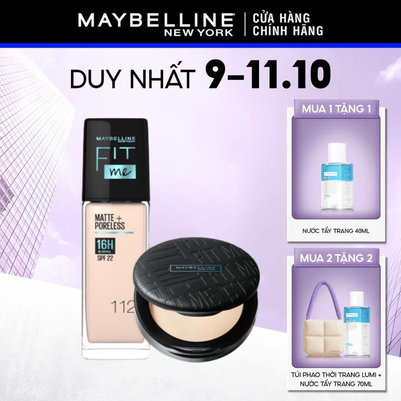[MUA 1 TẶNG 1 QUÀ] [Bộ trang điểm] Bộ Kem Nền Fit Me Mịn Lì 30ml và phấn nền Fit Me Compact Mịn Nhẹ Kiềm Dầu Chống Nắng Maybelline New York Matte SPF