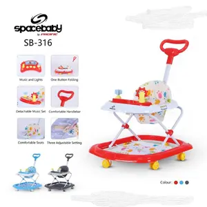 Spacebaby Baby Walker SB-316 Alat Belajar Jalan Bayi dengan Musik & Mainan Ketinggian Adjustable Kualitas Top Dilengkapi Tongkat Pendorong dan Alas Kaki