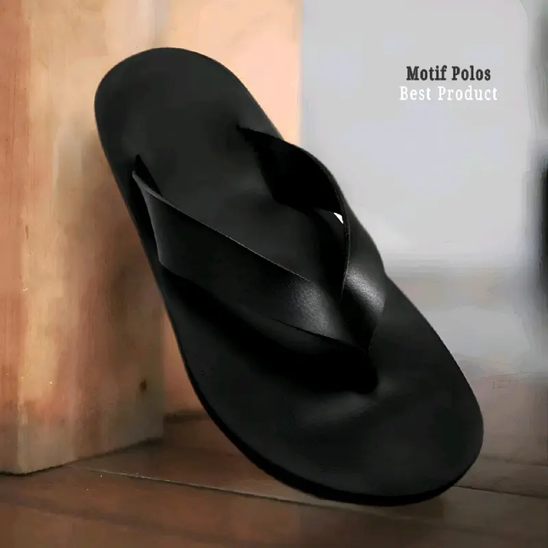 Best Quality - Sandal Pria Jepit Flip Kulit Sapi Asli Flipers Cowok Kasual Premium Sole Rubber Karet 0