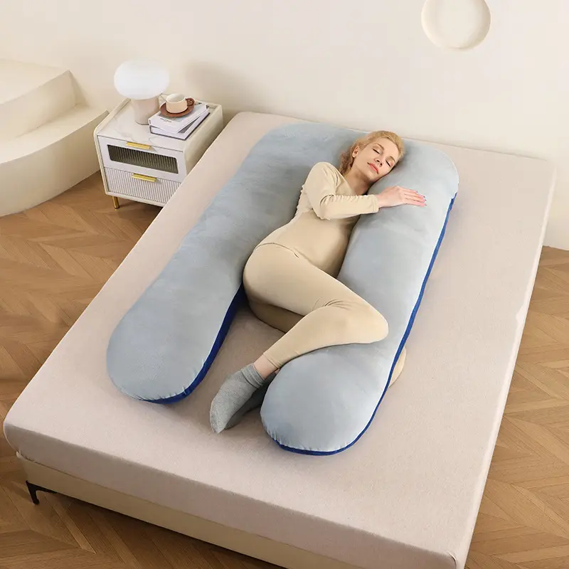 Pregnancy pillow, multifunctional side-sleeping pillow, made of pure cotton, removable and washable, U-shaped pillow, suitable for napping and as a backrest