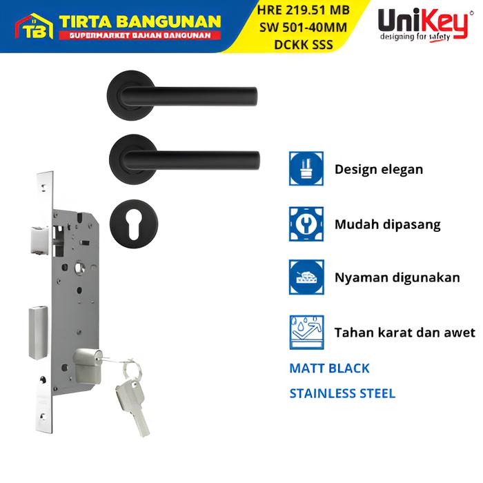 Gambar UNIKEY HRE 219.51 MB+BW 501-40MM+DCKK SSS HENDEL PINTU SET KUNCI PINTU RUMAH dari Tirta Bangunan Kota Depok Tokopedia