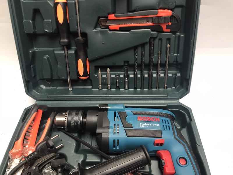 Bộ Máy Khoan Bê Tông  bosch Đủ Loại Mũi Khoan - Máy Khoan Điện Cầm Tay 2 Chế Độ Kèm Hộp Đồ Nghề Sửa Chữa