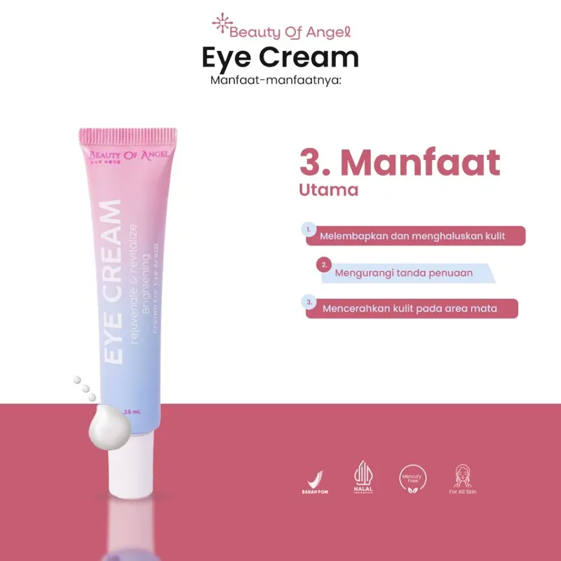 Beauty of Angel - Eye Cream - Brightening Eye Cream | Menyamarkan Kerutan dan Mencerahkan Kulit Area Mata - 15ml 3