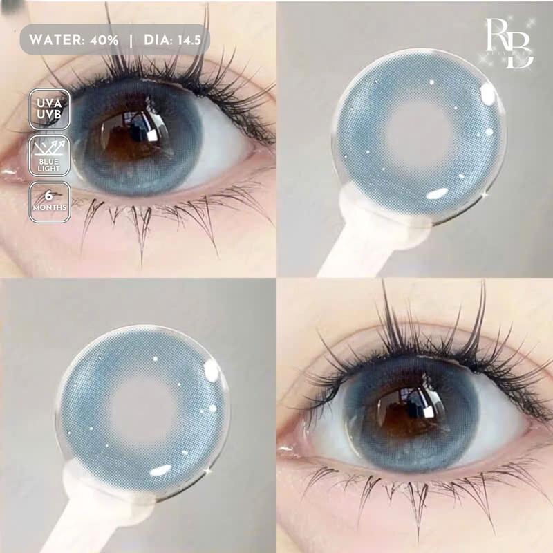 [CÓ CẬN] 1 Cặp Kính Áp Tròng Màu Xanh Filter Đối Xứng Full 0-5 Độ, Lens Mắt Màu Xanh Size 14.5mm Có Độ Cận [Tặng Khay Dụng Cụ Đeo]