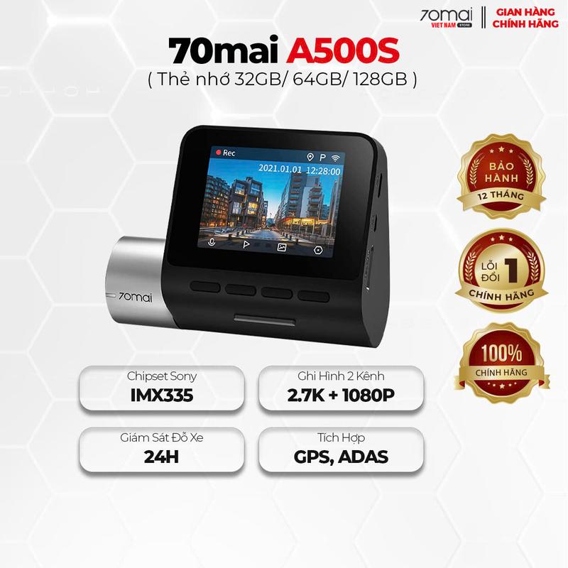 Camera hành trình 70mai A500S bản Quốc tế ghi hình 2.7K sắc nét GPS ADAS giám sát đỗ xe 24h