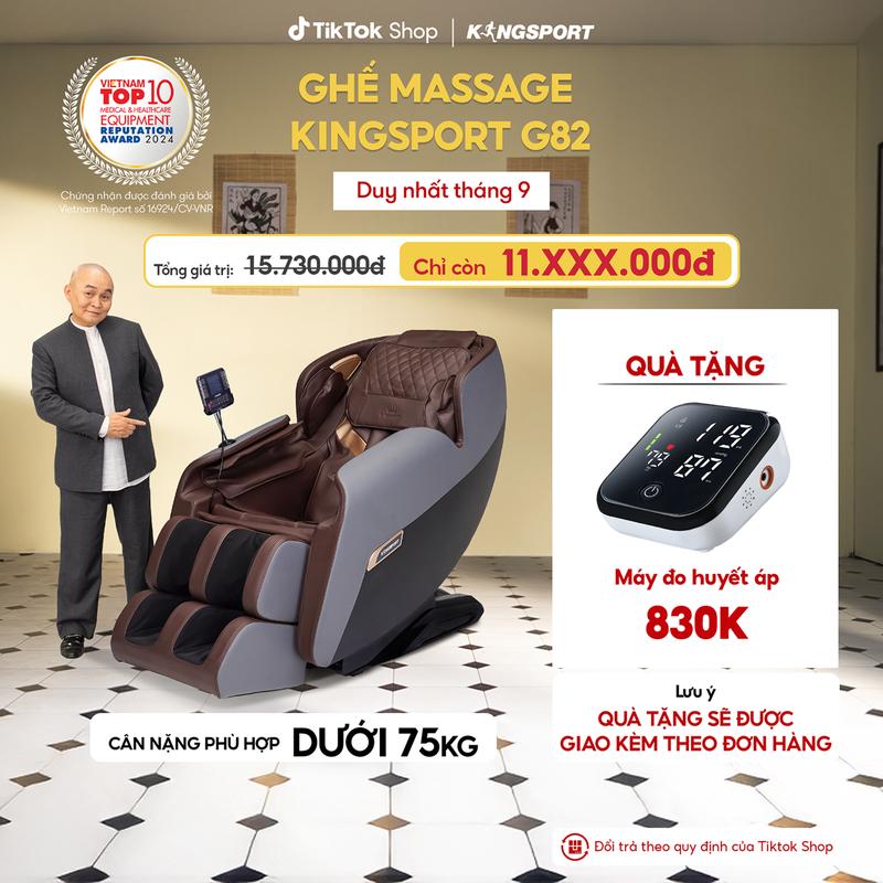 Livestream| Ghế massage KINGSPORT G82 hệ thống nhiệt hồng ngoại, chế độ massage không trọng lực, khung ghế rộng rãi và thoải mái