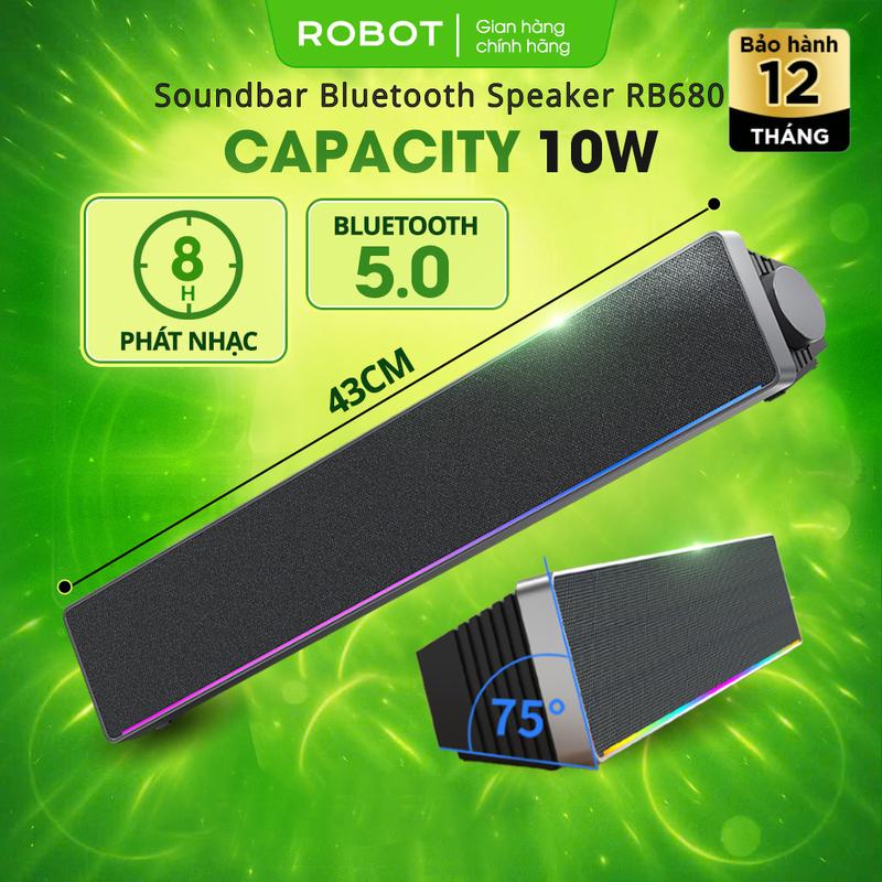  Loa Thanh Soundbar Bluetooth ROBOT RB680 Công Suất 10W Nghe Nhạc 8H Bass Trầm Mạnh Mẽ - Hỗ Trợ Kết Nối USB  AUX  Thẻ Nhớ | Bảo Hành 1 Năm 