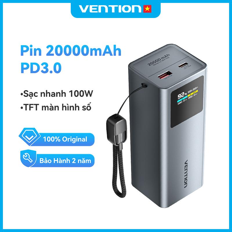 Pin Dự Phòng 20000mAh pin sạc nhanh 100W tích hợp dây cáp Đạt tiêu chuẩn hàng không màn hình hình hiển thị % Pin 2 đầu vào 3 đầu ra thích hợp mang theo đi du lịch công tác sử dụng hàng ngày - FKC