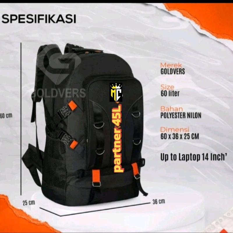 Tas Ransel Jumbo Pria 45L untuk Travel dan Camping Mudik - MC Partner 45L 2