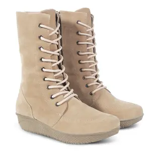 Sepatu Boots Fashion Wanita Terbaru V 3231 Brand Varka Sepatu Kasual Wanita Trendi Berkualitas Warna Krem Shoes