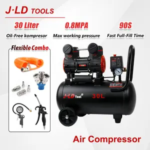 JLD Mesin Kompresor Angin 30L Kompresor Listrik mini lengkap 1100W Air Compressor 0.8MPa Kompresor AC 220V Untuk Perbaikan Mobil/Tukang Kayu/Cat/Cuci Bisa COD