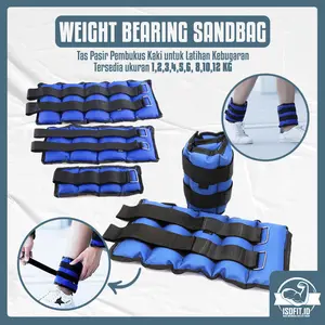 Isofit.id Weight Bearing Sandbag / Tas Pasir Pembungkus Kaki untuk latihan kebugaran berat 1,2,3,4,5,6 KG