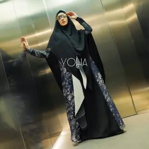 Black Khimar with Layer Details Premium YOHA Pattern Easy Going Khimar