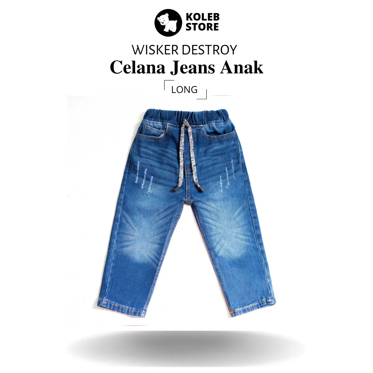 Koleb official - Celana Jeans anak Cowok 1 s/d 13 tahun - Celana panjang anak laki laki - Wisker Destroy dark BLUE Laki-Laki