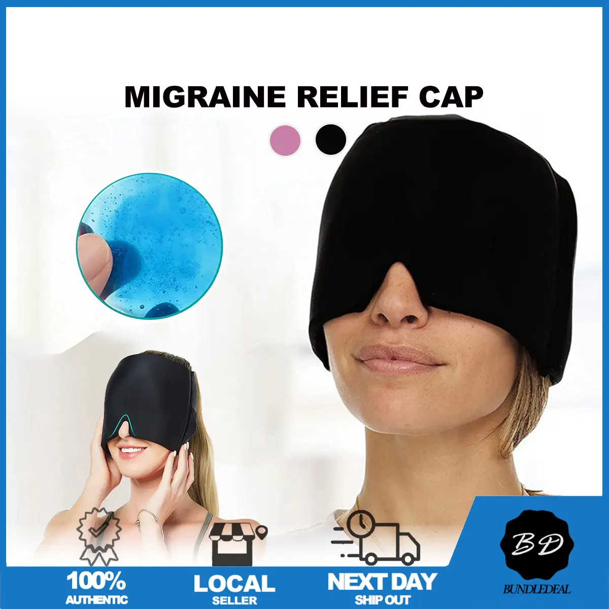 [SG] Migraine Relief Gel Cap/ Headache Relief Hat/ Stress Relief Eye Mask/ Cold & Hot Compress Ice Cap/ Pain Relief Hat otoscopic  ear Pack Silky Therapy Daily