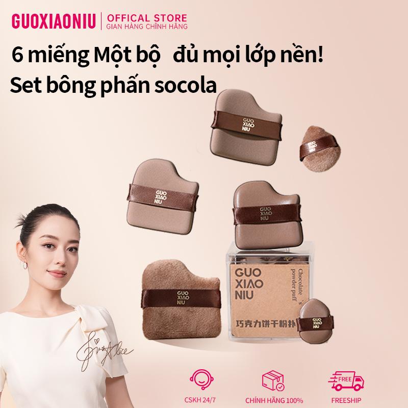 Bông Mút Trang Điểm Socola, GUOXIAONIU, 1 Hộp 6 Miếng Đa Năng, Siêu Mềm, Không Ăn Phấn, Tán Kem Nền Đều Mịn, Dụng Cụ Trang Điểm, Cho Người Mới
