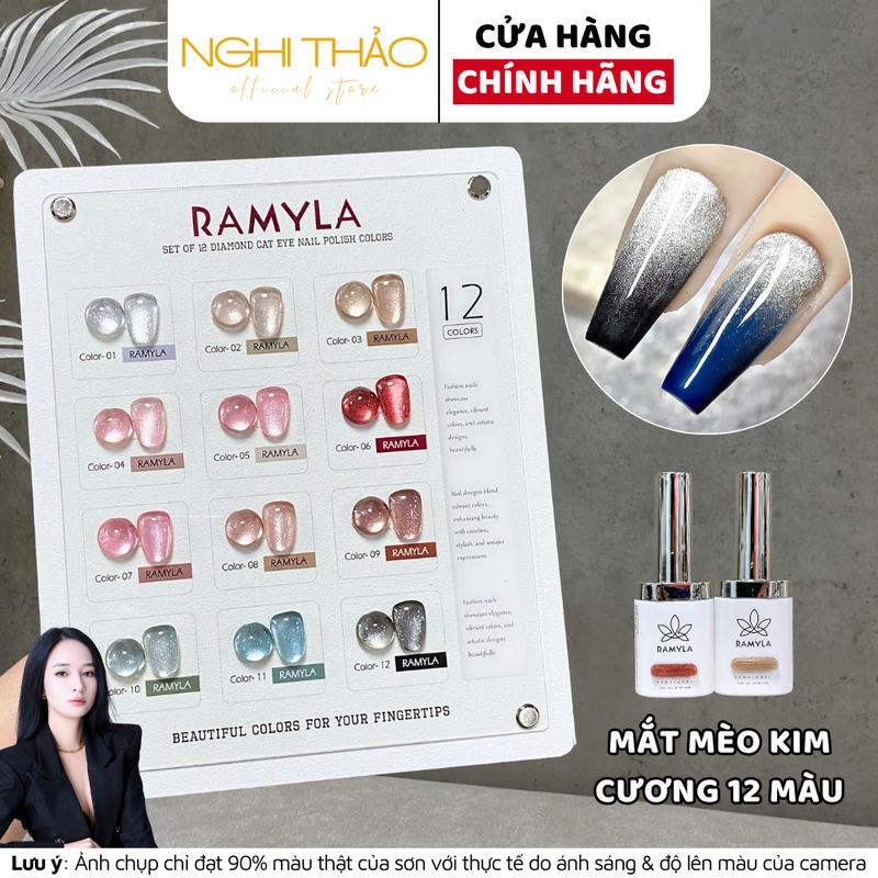 Set sơn gel mắt mèo kim cương RAMYLA 12 màu