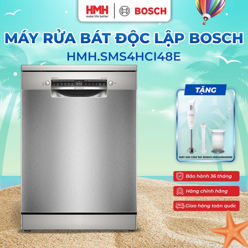 Máy Rửa Bát Bosch Độc Lập HMH.SMS4HCI48E Series 4 Nhập Khẩu Chính Hãng - Bảo Hành 36 Tháng Làm Sạch Bát Đĩa Hiệu Quả